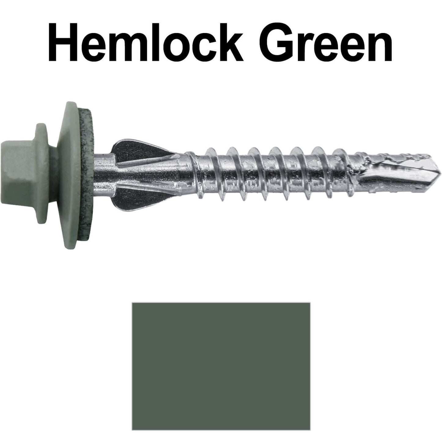 12 X 1-1/2" PFP STAINLESS STEEL Fastener - 1/4" Washer Hex Head - #3 Drill Point Tip -  For Polycarbonite, Fiberglass and PVC sheeting. Colored head.
