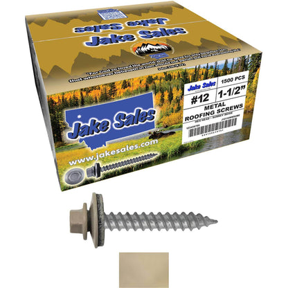 #12 x 1-1/2"  RE-GRIP METAL ROOFING SCREWS - Hex Washer Head - Self starting/self tapping - EPDM washer. Colored head.