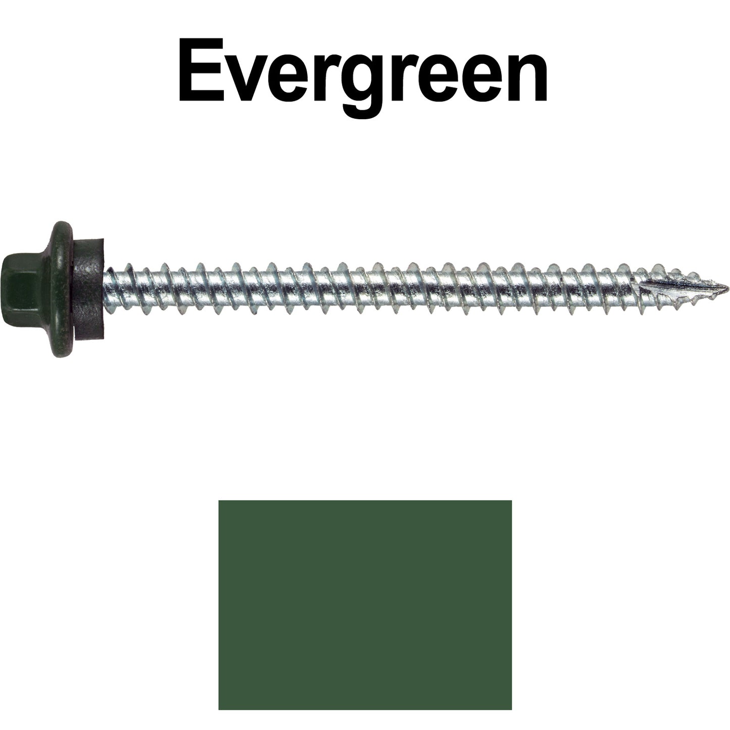 10 x 2-1/2” - STAINLESS HEX / ZINC Sheet Metal Roof Screw. Self starting metal to wood siding screws. EPDM washer. Colored head.