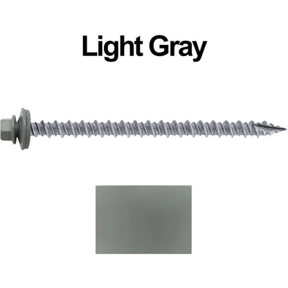 #10 x 3" Metal ROOFING SCREWS - Hex Washer Head - Self starting/self tapping - EPDM washer. Colored head.