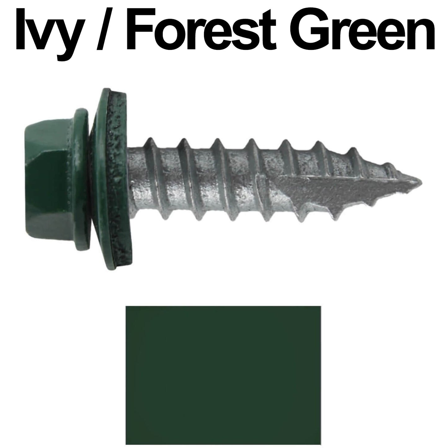 #14 x 1"  Metal ROOFING SCREWS - Hex Washer Head - Self starting/self tapping - EPDM washer. Colored head.