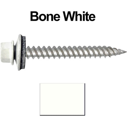 12 x 2"  Stainless Steel Metal Roofing Screw - Hex ReGrip Washer Head - Self starting/self tapping - EPDM washer. Colored head.