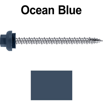 10 X 2-1/2" HI-LO Zinc Aluminum Cap Metal Roofing Screws - Hex Washer Head - Self starting/self tapping - EPDM washer. Colored head.