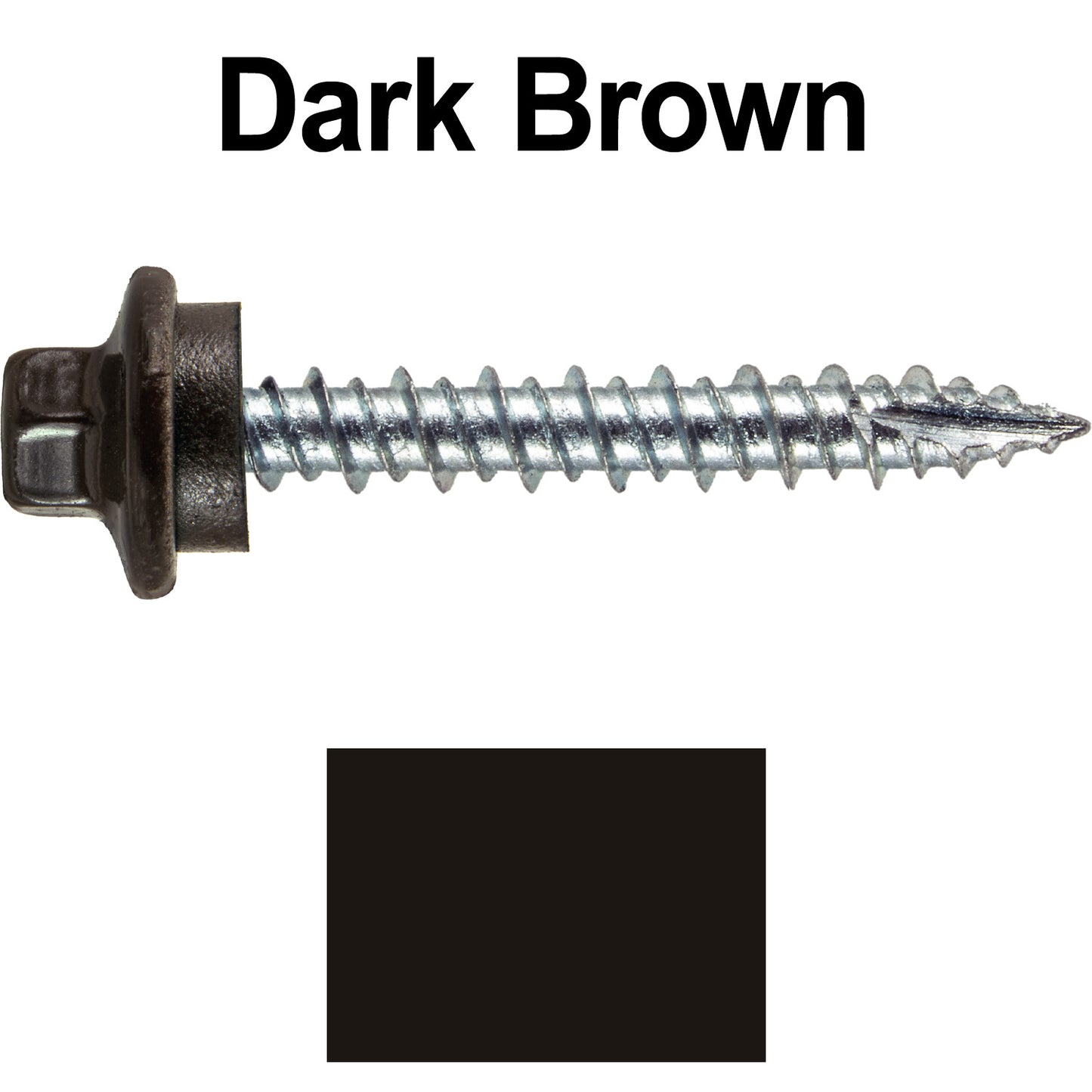 10 x 1-1/2" - STAINLESS HEX / ZINC Sheet Metal Roof Screw. Self starting metal to wood siding screws. EPDM washer. Colored head.