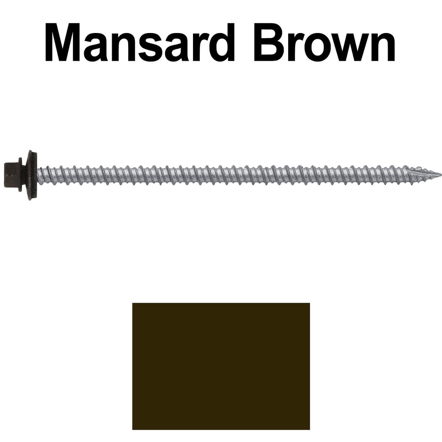 #10 x 4" Metal ROOFING SCREWS - Hex Washer Head - Self starting/self tapping - EPDM washer. Colored head.