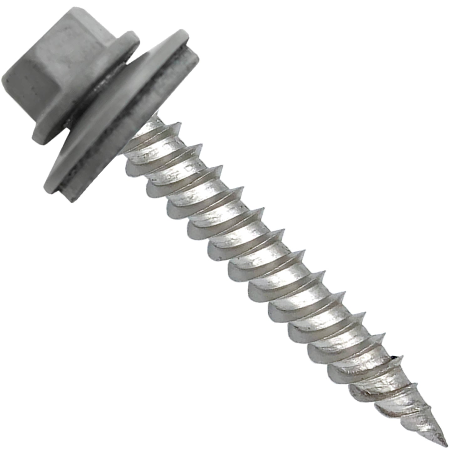 12 x 1-1/2" Stainless Steel Metal Roofing Screw: Hex ReGrip Sheet Metal Roof Screw. Sharp Point metal to wood siding screws. 5/8" EPDM washer. Product comes in 250 Count Bags  - Some Colors Special Order Only