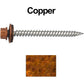 12 x 2-1/2" Stainless Steel Metal Roofing Screw - Hex Washer Head - Self starting/self tapping - EPDM washer. Colored head.