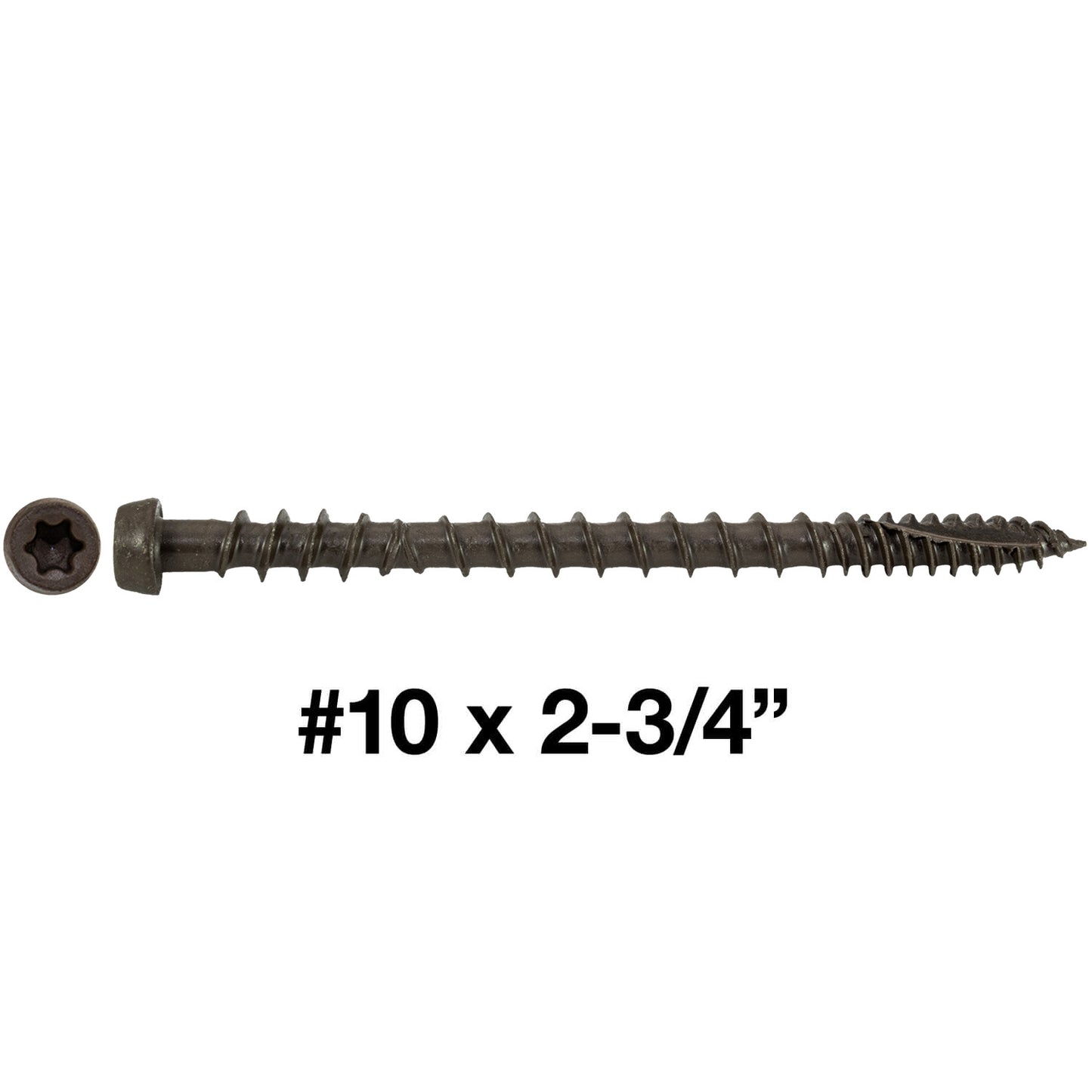 #10 x 2-3/4" Colored Composite Decking Wood Screws with Torx/Star Drive Head (T20 Bit), Exterior Coated, Compatible with Pressure Treated and ACQ Lumber