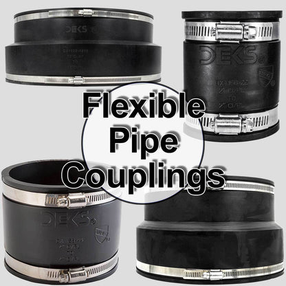 DEKS  Flexible Pipe Coupler - Leak-Proof for Clay, PVC, Copper, and Steel Connections