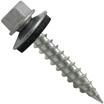 #9 x 1" Stainless Steel Metal Roofing Screws - Hex Washer Head - Self-Piercing (SP) tip metal to wood siding screws. EPDM washer. Colored head.