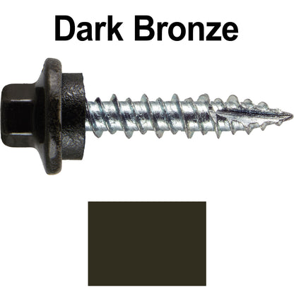 10 x 1" - STAINLESS HEX / ZINC Sheet Metal Roof Screw. Self starting metal to wood siding screws. EPDM washer. Colored head.