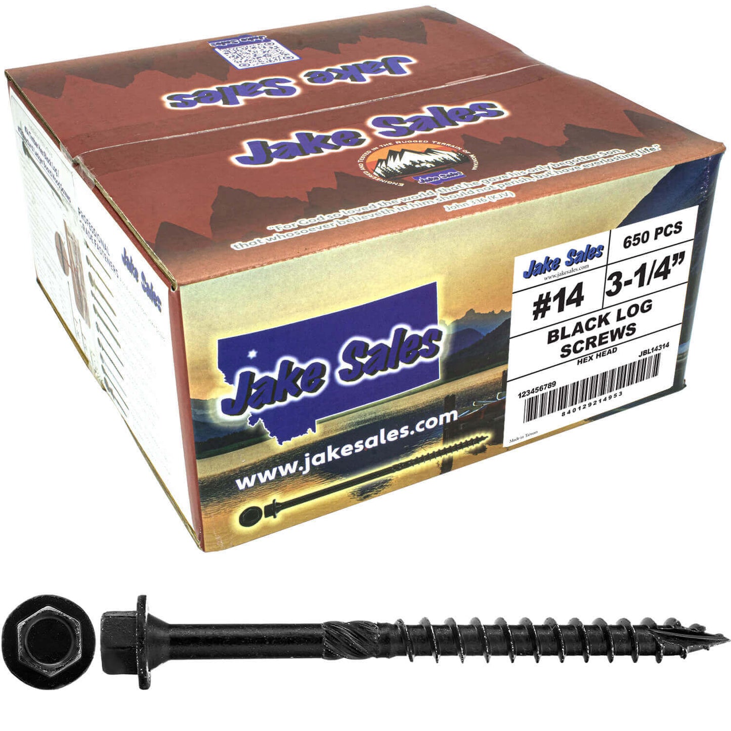 #14 Heavy-Duty Black Timber, Log & Structural Wood Screws - Exterior Coated - Use for Fastening Ledger Boards, Large Timbers, Logs and more.