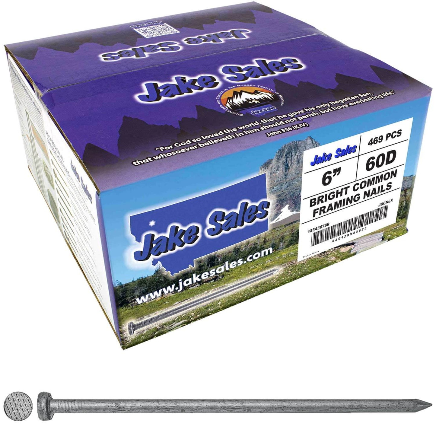 6" Bright Common Framing Nail (60D) - Heavy-Duty Fastener Designed for Interior Construction Applications - Uncoated Carbon Steel with Smooth Shank - Load Bearing Strength - FULL BOX ( ~469 Nails)