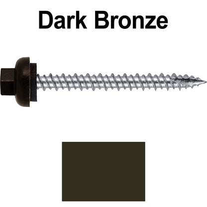 10 X 2“ HI-LO Zinc Aluminum Cap Metal Roofing Screws - Hex Washer Head - Self starting/self tapping - EPDM washer. Colored head.