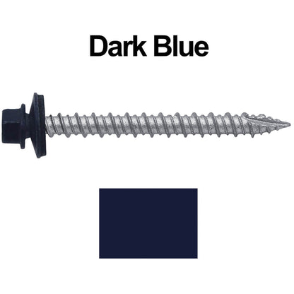 #10 x 2" Metal ROOFING SCREWS - Hex Washer Head - Self starting/self tapping - EPDM washer. Colored head.