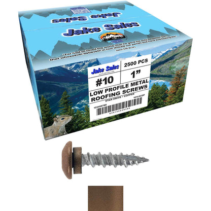 10 X 1" - LOW PROFILE Star Head Roofing Screws - HI-LO Thread - Metal To Wood - T25 Torx Drive Head - EPDM washer.