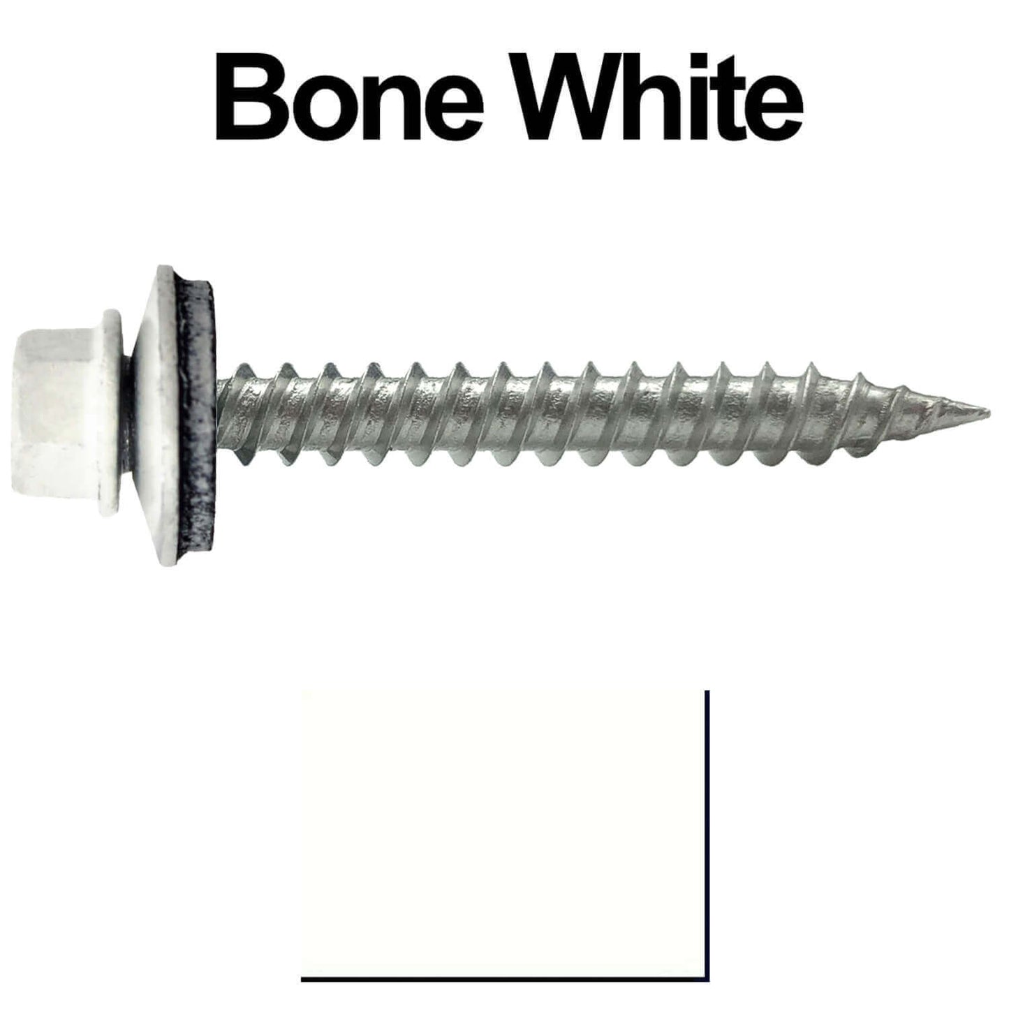 #9 x 1-1/2" Stainless Steel Metal Roofing Screws - Hex Washer Head - Self-Piercing (SP) tip metal to wood siding screws. EPDM washer. Colored head.