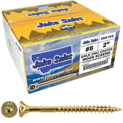 #8 Gold Star/Torx Drive Zinc Coated T-20 Flat Head Wood Screws