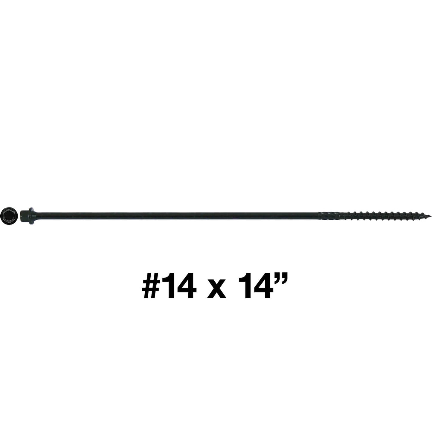#14 Heavy-Duty Black Timber, Log & Structural Wood Screws - Exterior Coated - Use for Fastening Ledger Boards, Large Timbers, Logs and more.