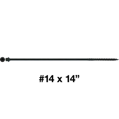 #14 Heavy-Duty Black Timber, Log & Structural Wood Screws - Exterior Coated - Use for Fastening Ledger Boards, Large Timbers, Logs and more.