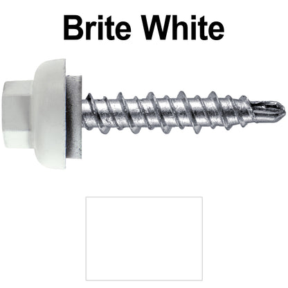 10 X 1" Zinc Aluminum Cap MINI-DRILLER Roofing Screws HI-LO THREAD Zinc Plated Carbon Steel Shank - EPDM Washer - Colored head