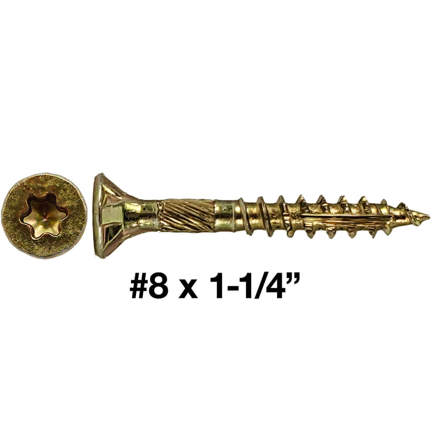 #8 Yellow Zinc Coated General Purpose Wood Screws. Torx/Star Drive Head - Multipurpose Torx/Star Drive Wood Screws