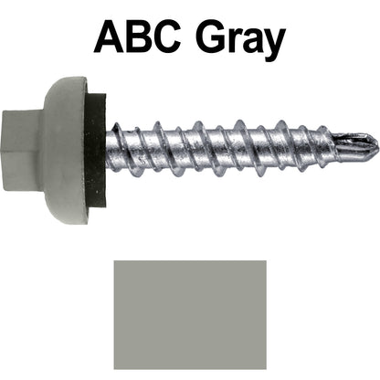 10 X 1" Zinc Aluminum Cap MINI-DRILLER Roofing Screws HI-LO THREAD Zinc Plated Carbon Steel Shank - EPDM Washer - Colored head