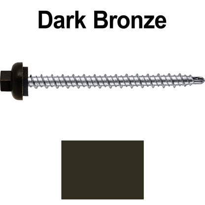 10 X 2-1/2" Zinc Aluminum Cap MINI-DRILLER Roofing Screws HI-LO THREAD Zinc Plated Carbon Steel Shank - EPDM Washer - Colored head