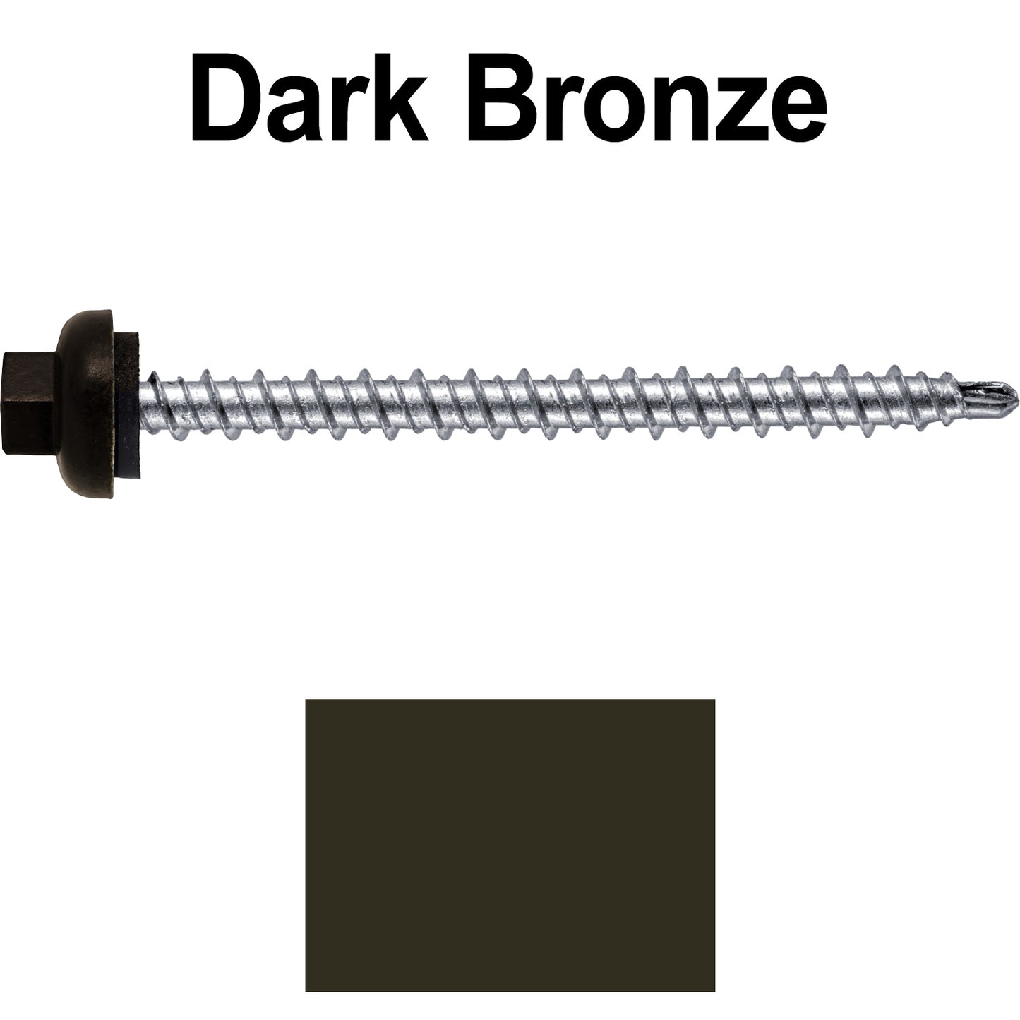 10 X 2-1/2" Zinc Aluminum Cap MINI-DRILLER Roofing Screws HI-LO THREAD Zinc Plated Carbon Steel Shank - EPDM Washer - Colored head