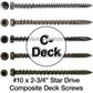 #10 x 2-3/4" Colored Composite Decking Wood Screw with Torx/Star Drive Head - Exterior Coated ACQ Lumber Compatible