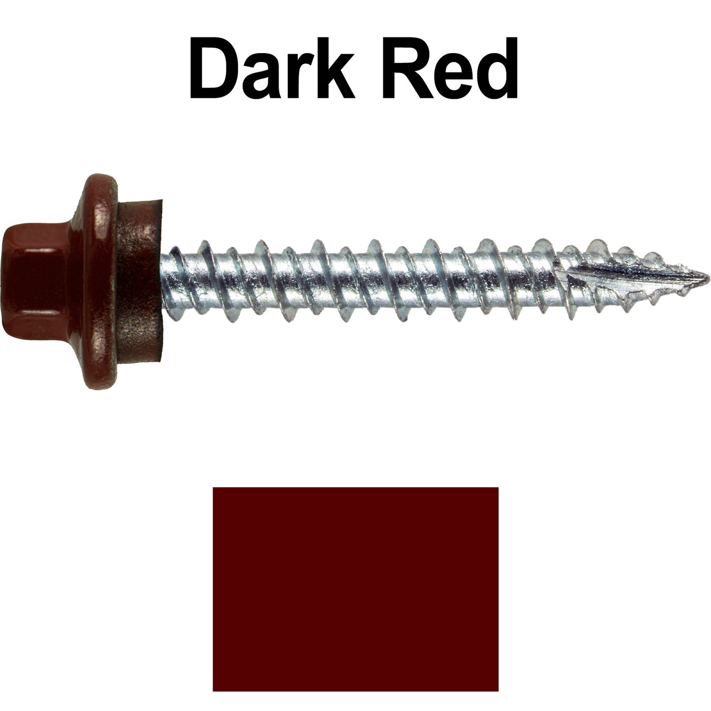 10 x 1-1/2" - STAINLESS HEX / ZINC Sheet Metal Roof Screw. Self starting metal to wood siding screws. EPDM washer. Colored head.