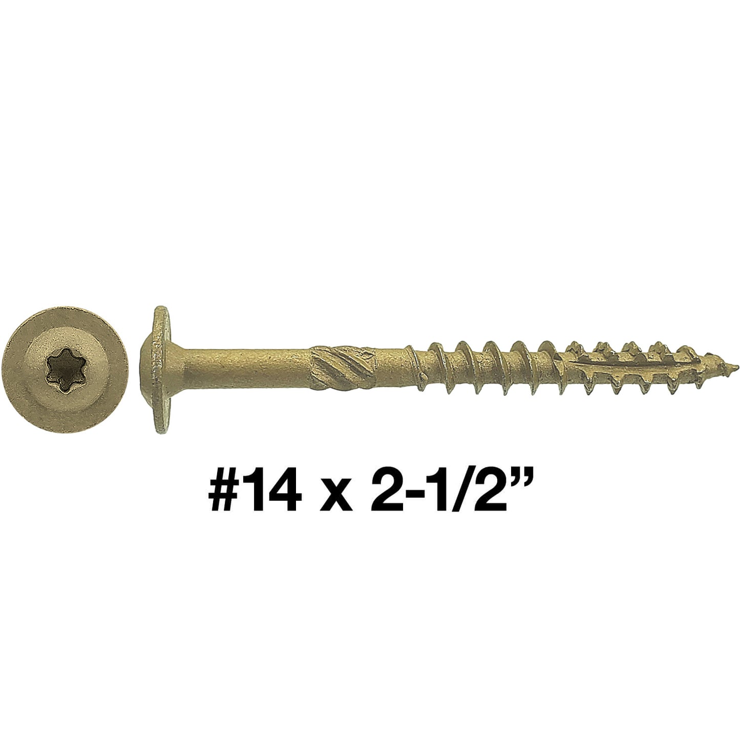 #14 Construction Lag Screws - Exterior Coated Torx/Star Drive Heavy Duty Structural Lag With Modified Truss Washer Head