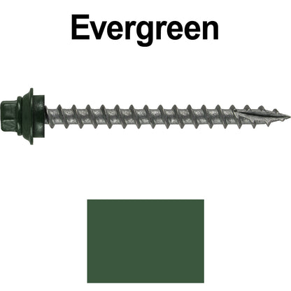 12 X 2-1/2" Metal Roofing Screws For OSB and Plywood - Galvanized Metal to Wood Type 17 Tip - 1/4" Hex Head - Assembled EPDM Washer