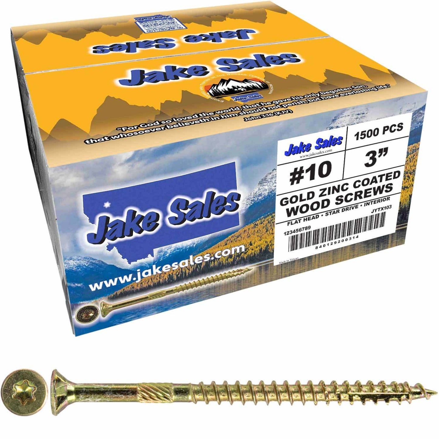 #10 Gold Star/Torx Drive Zinc Coated T-25 Flat Head Wood Screws