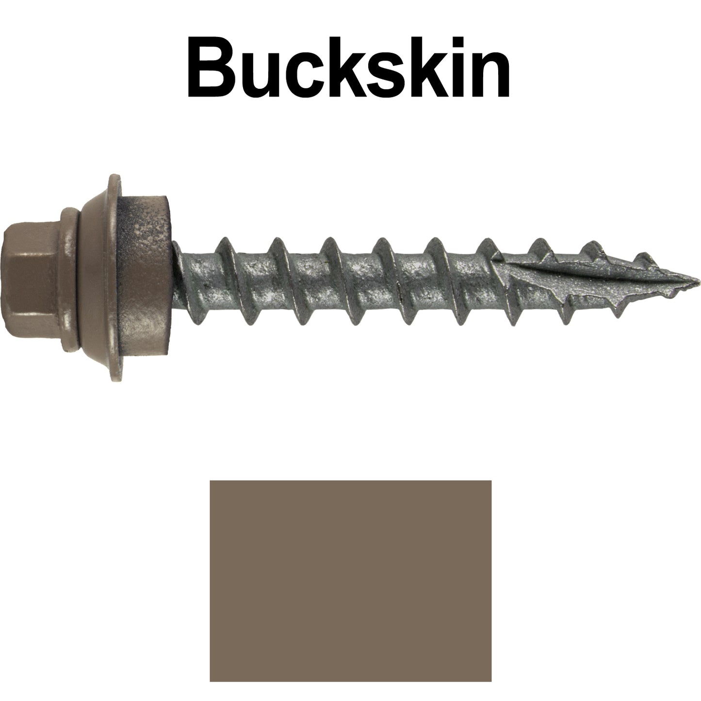 12 X 1-1/2" Metal Roofing Screws For OSB and Plywood - Galvanized Metal to Wood Type 17 Tip - 1/4" Hex Head - Assembled EPDM Washer