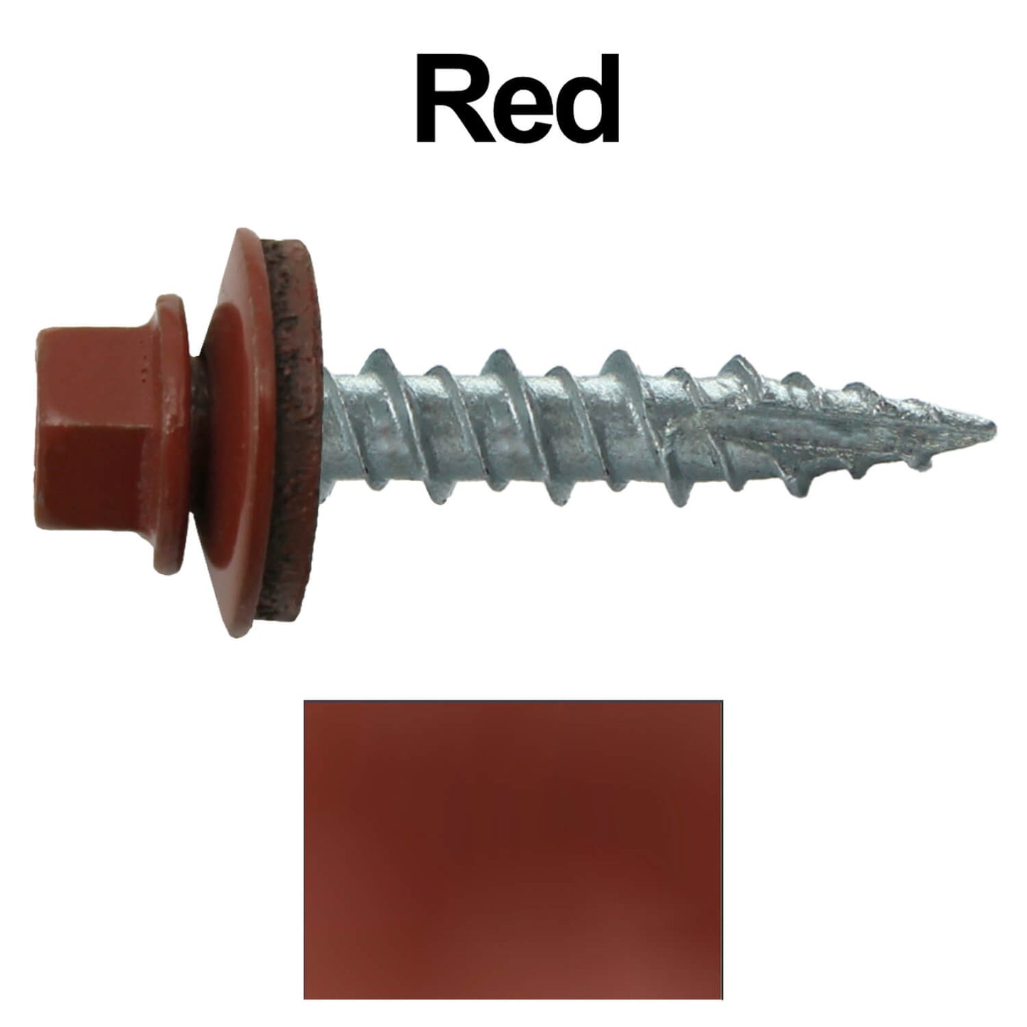 #10 x 1" Metal ROOFING SCREWS - Hex Washer Head - Self starting/self tapping - EPDM washer. Colored head.