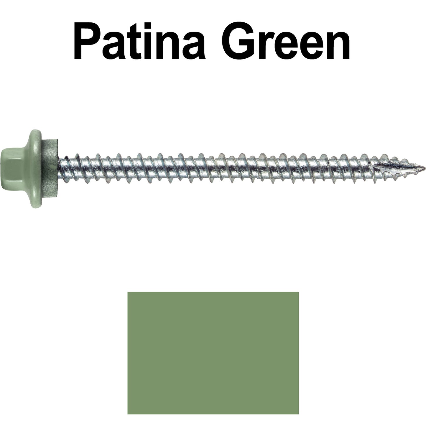 10 x 2-1/2” - STAINLESS HEX / ZINC Sheet Metal Roof Screw. Self starting metal to wood siding screws. EPDM washer. Colored head.