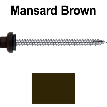10 X 2-1/2" HI-LO Zinc Aluminum Cap Metal Roofing Screws - Hex Washer Head - Self starting/self tapping - EPDM washer. Colored head.