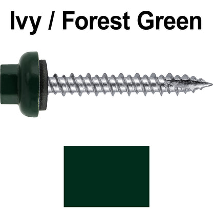 10 X 1-1/2" HI-LO Zinc Aluminum Cap Metal Roofing Screws - Hex Washer Head - Self starting/self tapping - EPDM washer. Colored head.