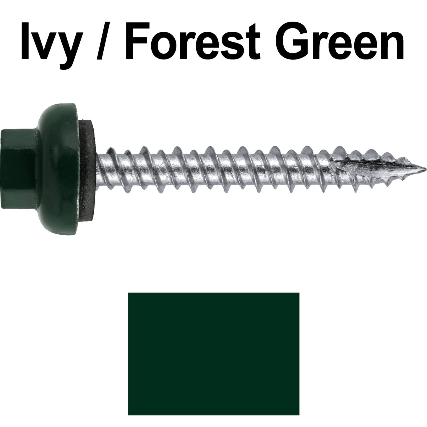 10 X 1-1/2" HI-LO Zinc Aluminum Cap Metal Roofing Screws - Hex Washer Head - Self starting/self tapping - EPDM washer. Colored head.