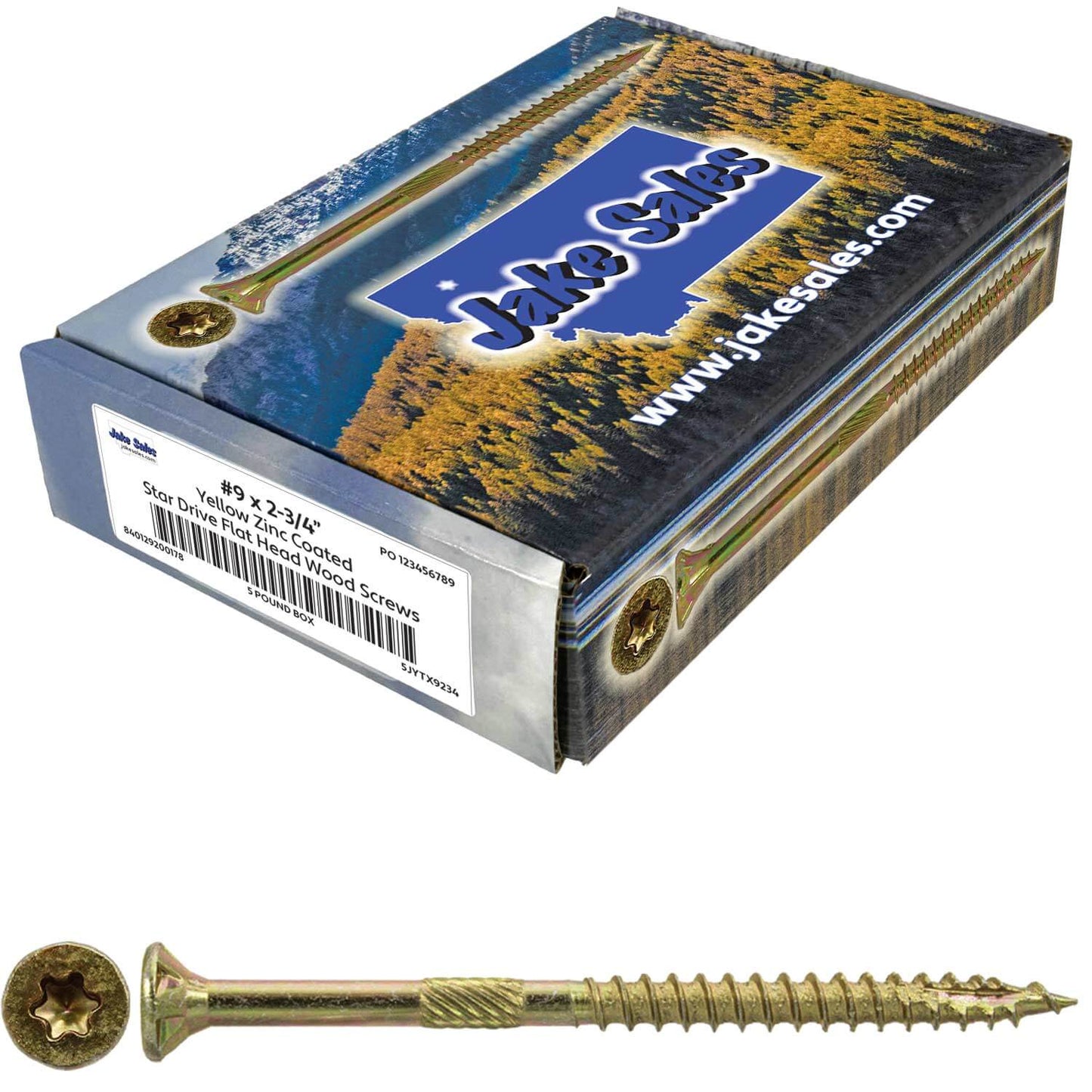 #9 Yellow Zinc Coated General Purpose Wood Screws. Torx/Star Drive Head - Multipurpose Torx/Star Drive Wood Screws