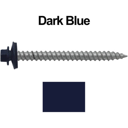 #12 x 2-1/2" RE-GRIP METAL ROOFING SCREWS - Hex Washer Head - Self starting/self tapping - EPDM washer. Colored head.