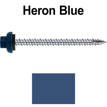 10 X 2-1/2" HI-LO Zinc Aluminum Cap Metal Roofing Screws - Hex Washer Head - Self starting/self tapping - EPDM washer. Colored head.