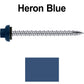10 X 2-1/2" HI-LO Zinc Aluminum Cap Metal Roofing Screws - Hex Washer Head - Self starting/self tapping - EPDM washer. Colored head.