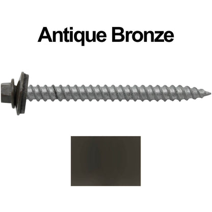 #12 x 2-1/2" RE-GRIP METAL ROOFING SCREWS - Hex Washer Head - Self starting/self tapping - EPDM washer. Colored head.