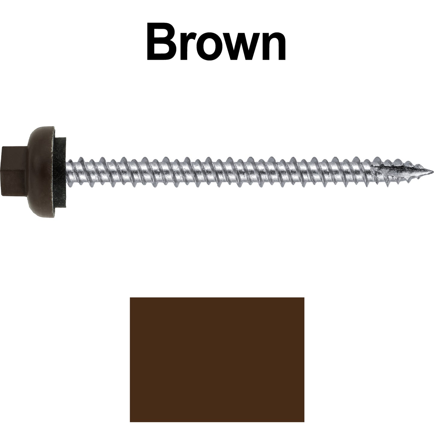 10 X 2-1/2" HI-LO Zinc Aluminum Cap Metal Roofing Screws - Hex Washer Head - Self starting/self tapping - EPDM washer. Colored head.