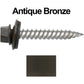 12 x 1-1/2" Stainless Steel Metal Roofing Screw - Hex Washer Head - Self starting/self tapping - EPDM washer. Colored head.