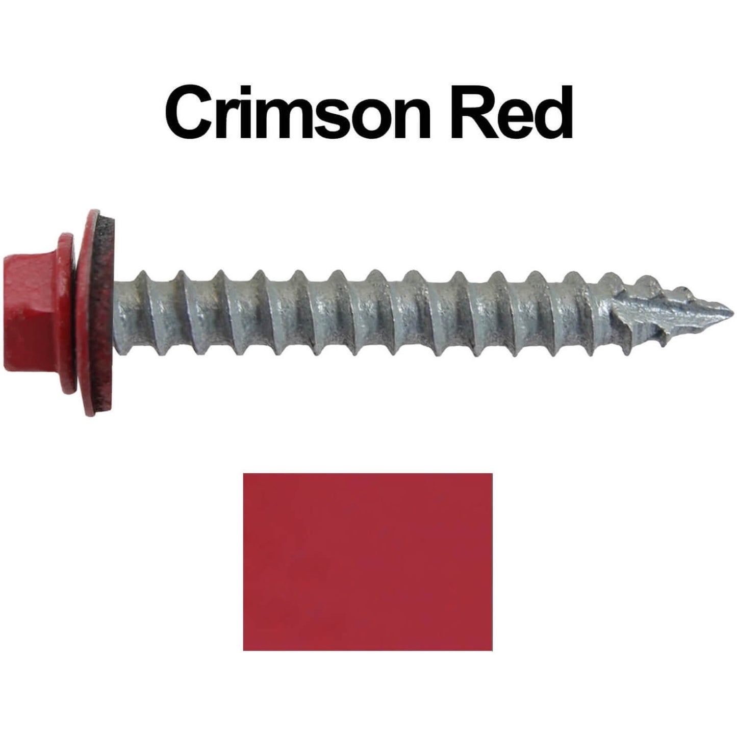 #14 x 2" Metal ROOFING SCREWS - Hex Washer Head - Self starting/self tapping - EPDM washer. Colored head.