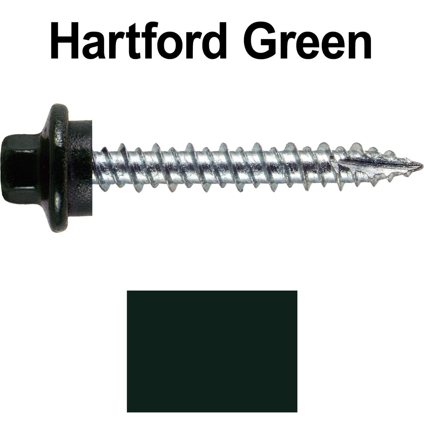 10 x 1-1/2" - STAINLESS HEX / ZINC Sheet Metal Roof Screw. Self starting metal to wood siding screws. EPDM washer. Colored head.