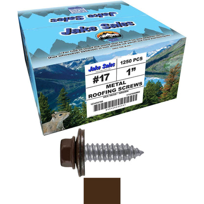 17 x 1"  Metal Roofing Screws - Metal Panel to Metal Purlins and Recovery Screws - Hex Washer Head - EPDM washer.